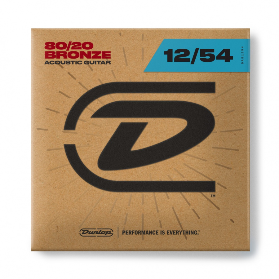 DAB1254 Комплект струн для акустической гитары, бронза 80/20, Light, 12-54, Dunlop