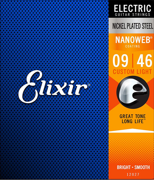12027 NANOWEB Комплект струн для электрогитары, Custom Light, 9-46, Elixir