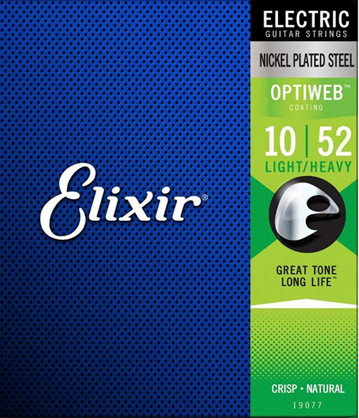 19077 Optiweb Комплект струн для электрогитары, никелированная сталь, Light/Heavy 10-52, Elixir