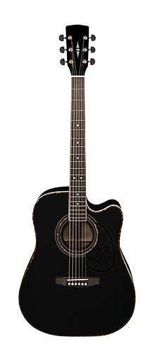 LD002CE-BK Электро-акустическая гитара, дредноут с вырезом, цвет черный, Lutner