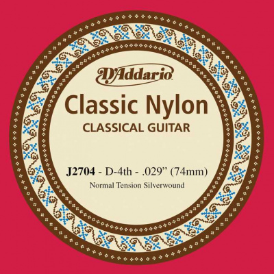 J2704 Classical Отдельная 4-ая струна для классической гитары, нейлон, норм. натяжение, D'Addario