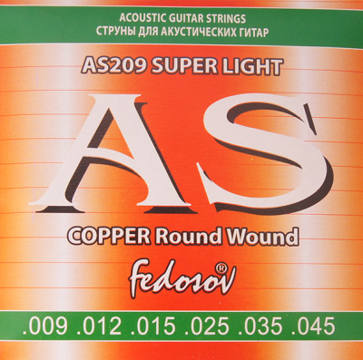 AS209 Copper Round Wound Комплект струн для акустической гитары, медь, 09-45, Fedosov