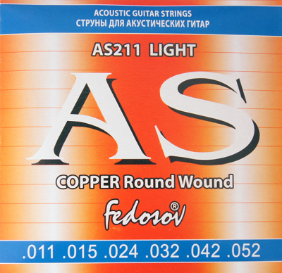 AS211 Copper Round Wound Комплект струн для акустической гитары, медь, 11-52, Fedosov