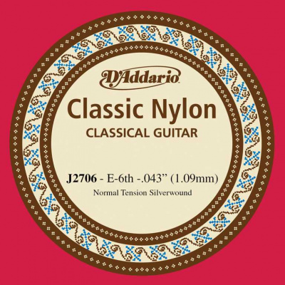 J2706 Classical Отдельная 6-ая струна для классической гитары, нейлон, норм. натяжение, D'Addario