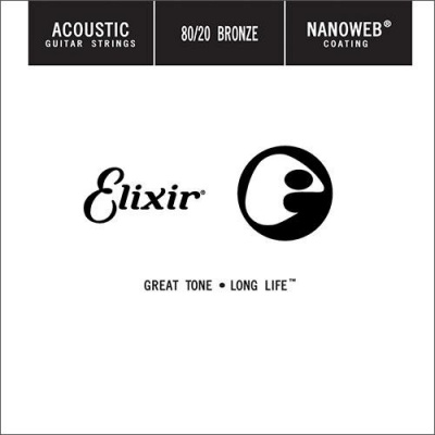 15152 Nanoweb Отдельная струна для акустической гитары, бронза 80/20, .052, Elixir