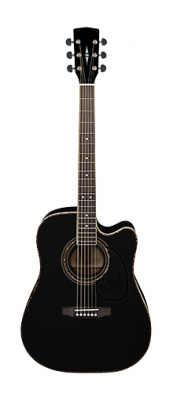 LD002CE-BK Электро-акустическая гитара, дредноут с вырезом, цвет черный, Lutner